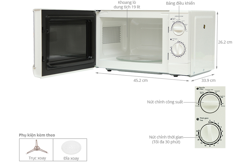 Lò Vi Sóng Aqua AEM-S2195W - 19L (Trắng)